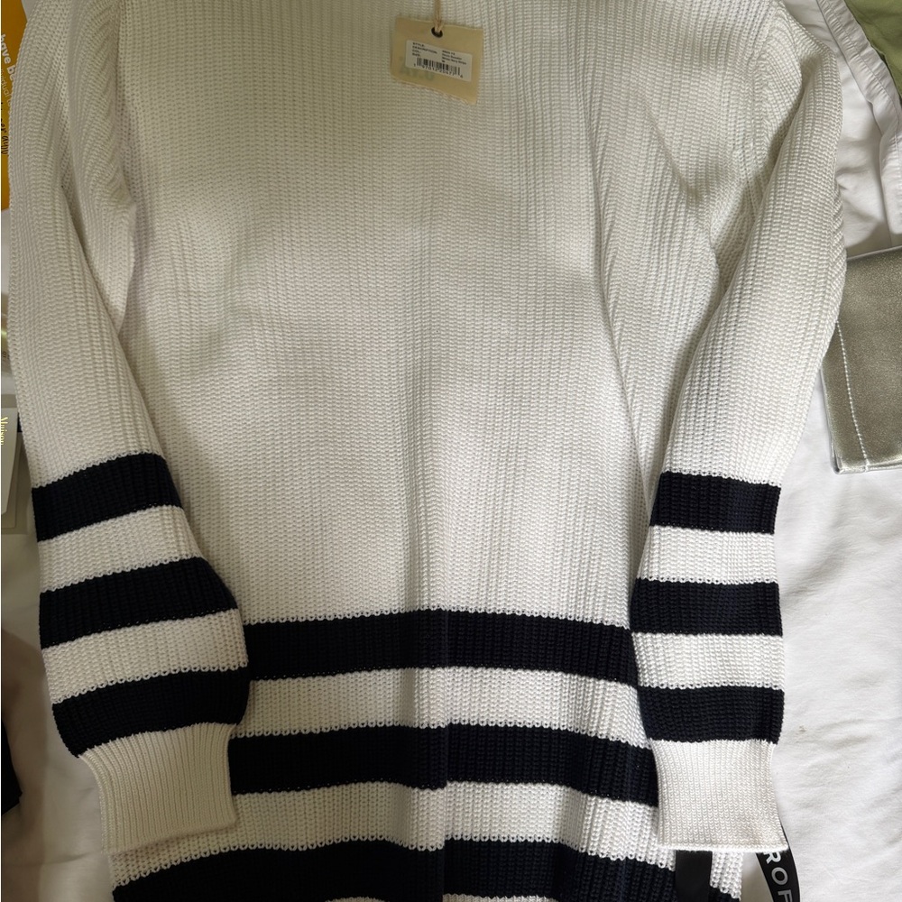 SER.O.YA Black and White Striped Crew Neck Sweater NEW